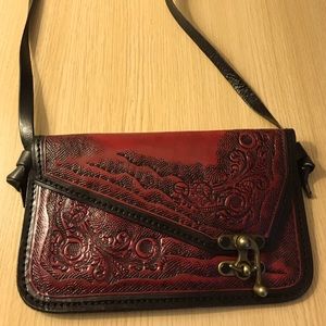 Gorgeous red embossed leather bag